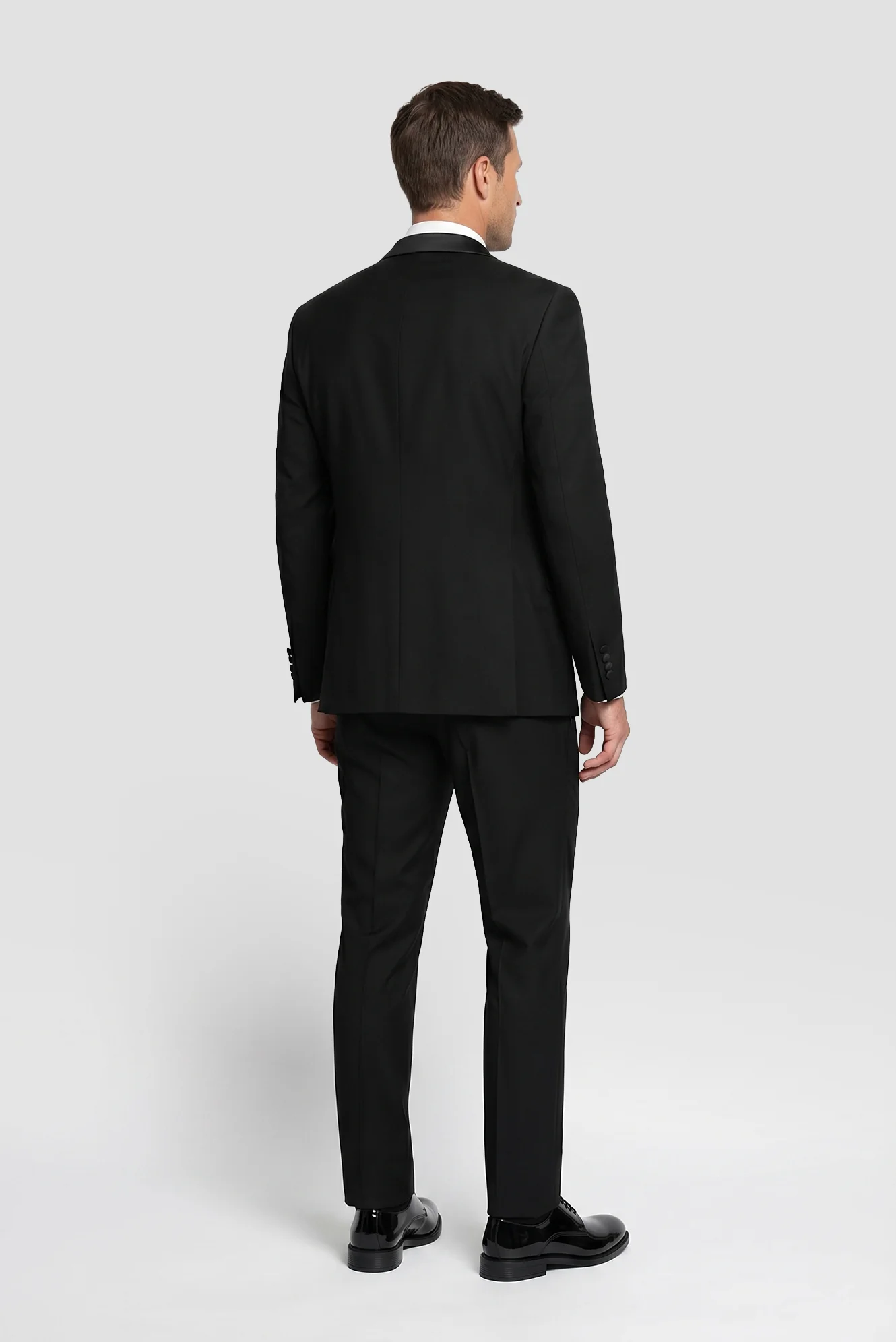 Siyah 7 Drop Slim Fit Dar Kesim Mono Yaka Yelekli Smokin & Damatlık - Image 4